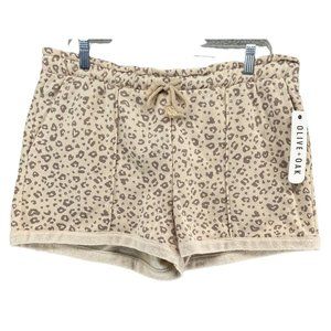Olive+Oak Pristine Leopard Animal Print Shorts Brown Womens Size L